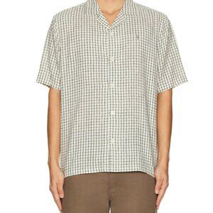 ALLSAINTS Men Shannon Plaid Short Sleeve Shirt White Gray Size S